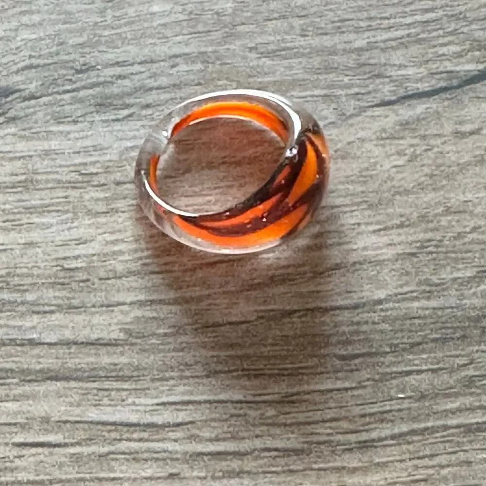 BOGO FREE ARCRYLIC ORANGE BLACK RING size 8